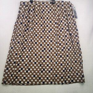 Vintage 80s Pendleton A-Line Midi Skirt Plus 24W Brown Abstract Twee Rockabilly